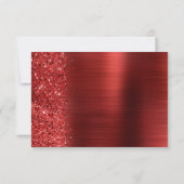 Cartons Réponse Red Brushed Metal Glitter Script Wedding (Dos)