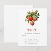 Cartons Réponse Red Christmas Baubles avec Holly Festive (Devant / Derrière)