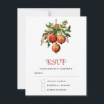 Cartons Réponse Red Christmas Baubles avec Holly Festive<br><div class="desc">Carte RSVP avec une illustration de style vintage. 3 boules de Noël rouges entourées de saints verts et de baies. Cool rétro.</div>