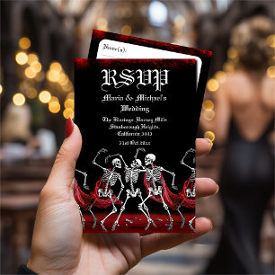 Cartons Réponse Red Death Dancing Skeletons Mariage gothique