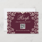 Cartons Réponse Red Floral Wedding QR (Devant)
