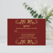 Cartons Réponse Red Golden Geometric Trendy Wedding (Debout devant)