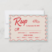 Cartons Réponse Red Handwriting Blue Watercolor Retro Wedding (Devant)