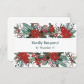 Cartons Réponse Red Poinsettia Dinner Choice Mariage (Devant / Derrière)