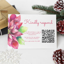 Red Poinsettia Mariage de Noël d'hiver QR Code