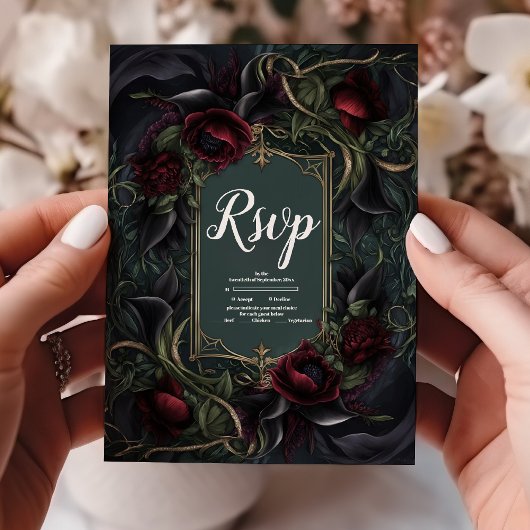 Cartons Réponse Red Roses gothique Mariage d'Halloween