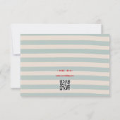 Cartons Réponse Red Script Blue Stripes QR Code Retro Wedding (Dos)
