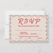 Cartons Réponse Red Script Blue Stripes QR Code Retro Wedding (Devant)