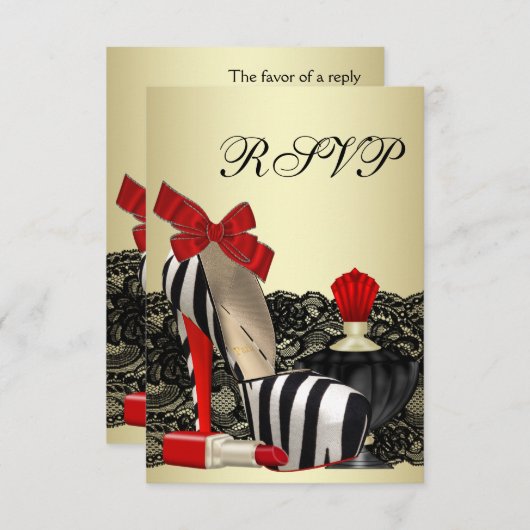 Cartons Réponse Red Zebra High Heel Chaussures Red Zebra Party RSV (Devant / Derrière)