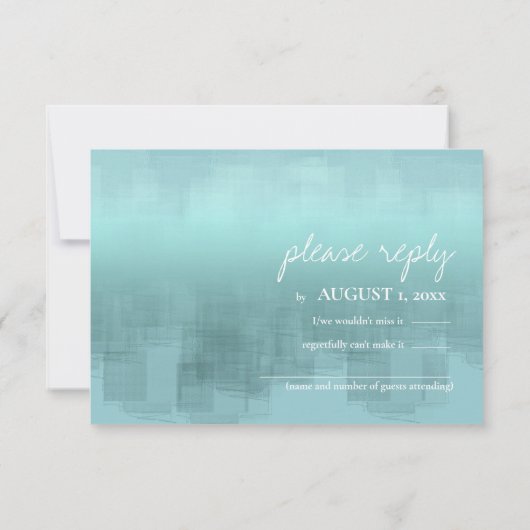 Cartons Réponse Réflexions aquarelle Mariage Turquoise ID774 (Dos)