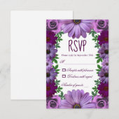 Cartons Réponse Regal violet Mariage floral (Devant / Derrière)