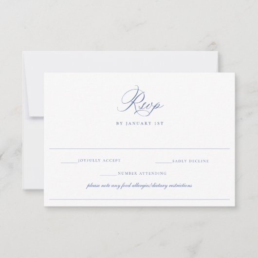 Cartons Réponse Régence Bleu Mariage Aliments Allergie Régime alim (Devant)