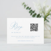 Cartons Réponse Regency Blue Chinoiserie Mariage QR Code (Debout devant)