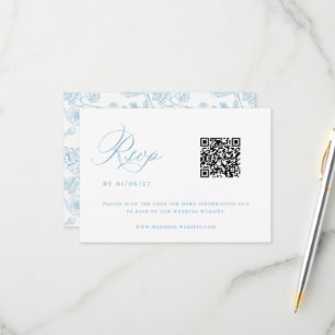 Cartons Réponse Regency Blue Chinoiserie Mariage QR Code