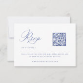 Cartons Réponse Regency Blue Chinoiserie Mariage QR Code (Devant)