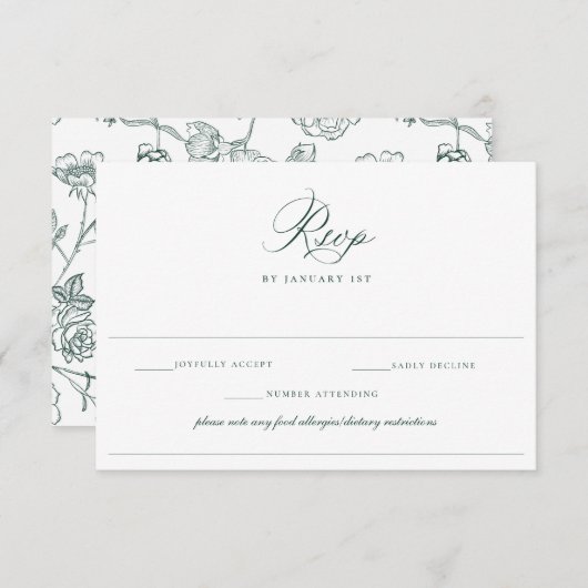 Cartons Réponse Regency Emerald Allergy Mariage de restriction de (Devant / Derrière)