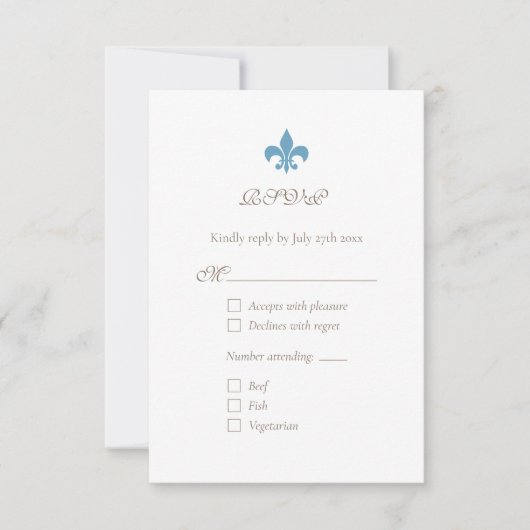 Cartons Réponse Regency French Blue Fleur de Lis Chic (Devant)