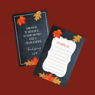 Cartons Réponse Remerciements Pour Chalkboard Thanksgiving Placeca