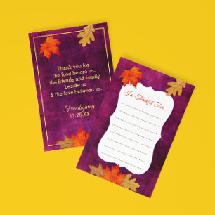 Cartons Réponse Remerciements Pour Plum Thanksgiving Plaques