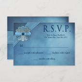 Cartons Réponse Renouvellement des vues Mariages - Blue Elegant -  (Devant / Derrière)
