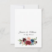 Cartons Réponse REPAS CHOIX Bourgogne Marine Eucalyptus Rose Maria (Dos)