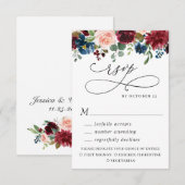 Cartons Réponse REPAS CHOIX Bourgogne Marine Eucalyptus Rose Maria (Devant / Derrière)