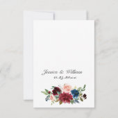 Cartons Réponse REPAS CHOIX Bourgogne Marine Eucalyptus Rose Maria (Dos)