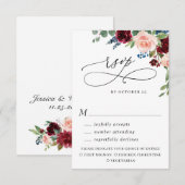 Cartons Réponse REPAS CHOIX Bourgogne Marine Eucalyptus Rose Maria (Devant / Derrière)