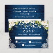 Cartons Réponse REPAS CHOIX Élégant Roses blanches Mariage rustiqu (Devant / Derrière)