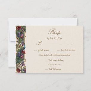 Cartons Réponse Repas de mariage aux tons de bijoux floraux vintag