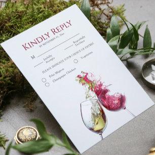 Cartons Réponse Repas de mariage élégant danse vin rouge et blanc