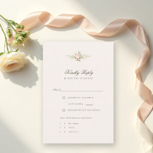 Cartons Réponse Repas de mariage floral rose éthéré de jardin vint