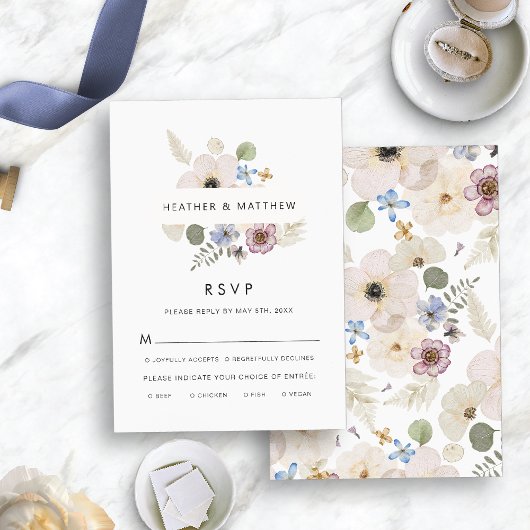 Cartons Réponse Repas de mariage floraux modernes