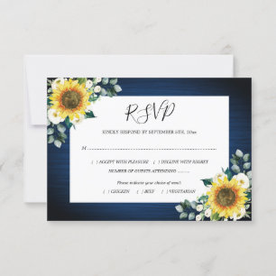 Cartons Réponse Repas de Mariage géométrique bleu floral de la mar