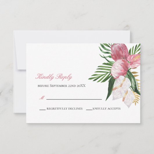 Cartons Réponse Répondre à Elegant Tropical Paradise Mariage R (Devant)