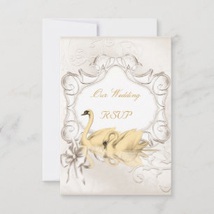 Cartons Réponse Répondre Élégant Mariage Blanc Or Crème Ensemble C