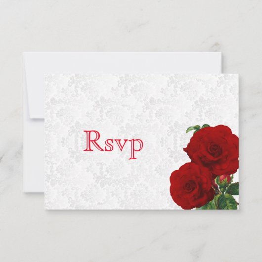 Cartons Réponse Répondre Fleur de rose rouge profond Mariage (Devant)