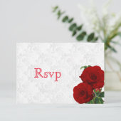 Cartons Réponse Répondre Fleur de rose rouge profond Mariage (Debout devant)