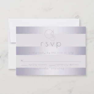 Cartons Réponse Répondre Monogramme2 rayures argent violet scin