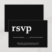 Cartons Réponse Répondre par courriel Siège réservé Blanc sur noir (Devant / Derrière)