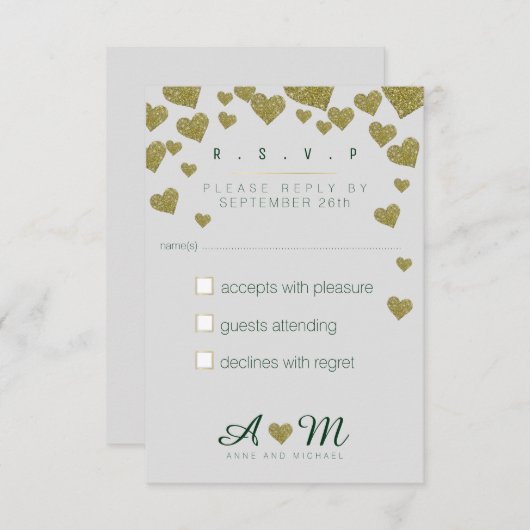 Cartons Réponse répondre, répondre r.s.v.p. mariage d'amour (Devant / Derrière)