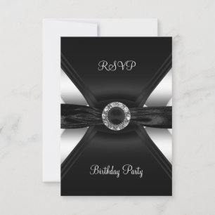 Cartons Réponse Répondre SVP Anniversaire Bijou Diamant Noir Blanc
