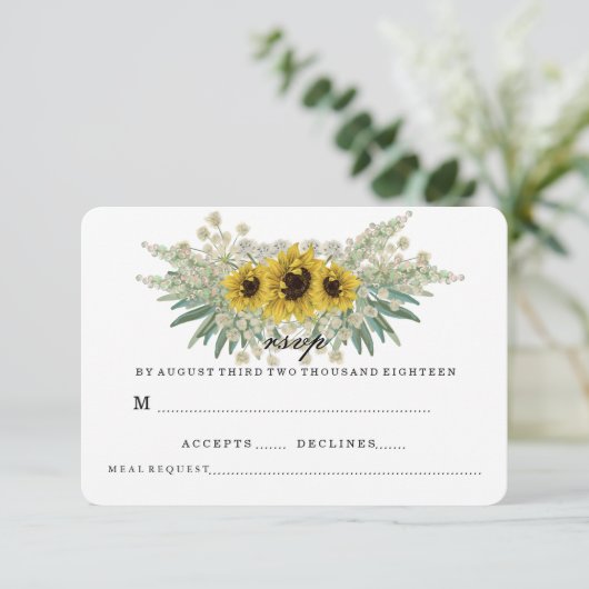 CARTONS RÉPONSE REPONSE MARIAGE TOURNESOL ET VERDURE (Debout devant)