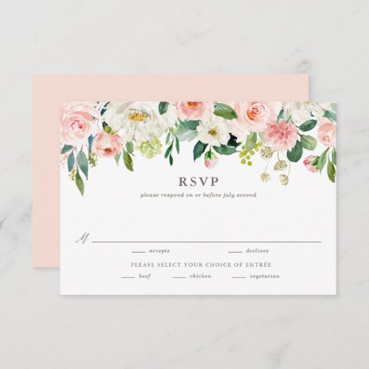 Cartons Réponse Ressort d'aquarelle romantique fleuris Mariage Ent (Devant / Derrière)