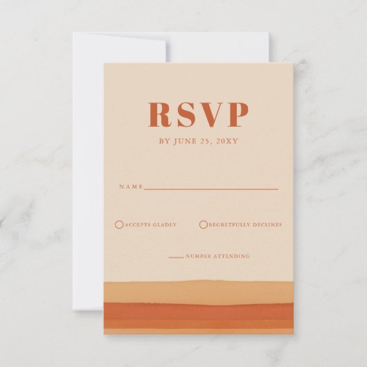 Cartons Réponse Rétro Aquarelle Stripes Terracotta Orange Mariage (Devant)