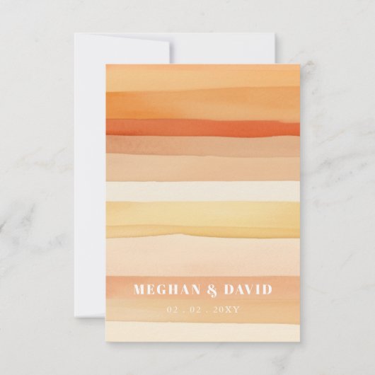 Cartons Réponse Rétro Aquarelle Stripes Terracotta Orange Mariage (Dos)