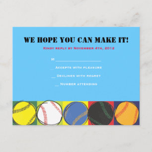 Cartons Réponse Retro Baseball Theme Bar Bat mitzvah Répondre cart