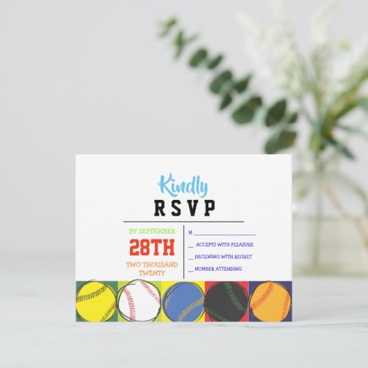 Cartons Réponse Retro Baseball Theme Bar Bat mitzvah Répondre cart (Debout devant)