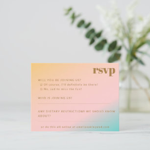 Cartons Réponse Retro Beach Pastel Gradient Site Mariage unique
