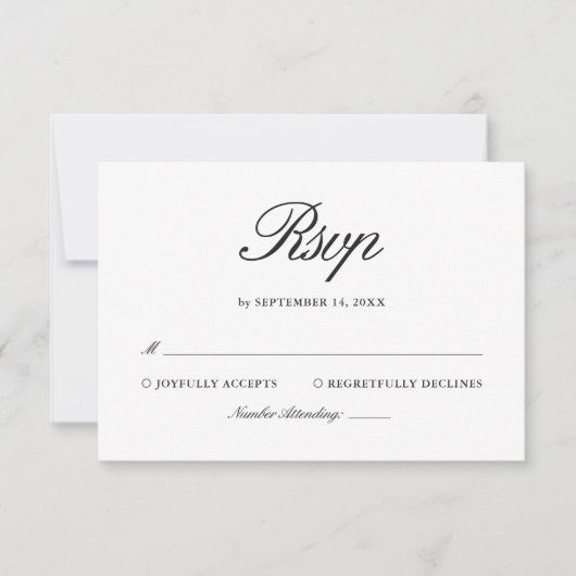 Cartons Réponse Retro Black & White Elegant Wedding (Devant)